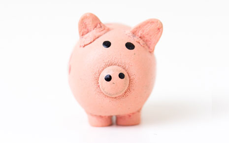 Pink piggy bank encouraging prosperity